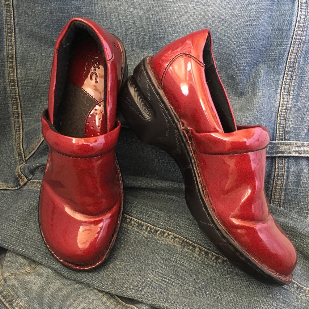 B.O.C. Red Patent Clogs
